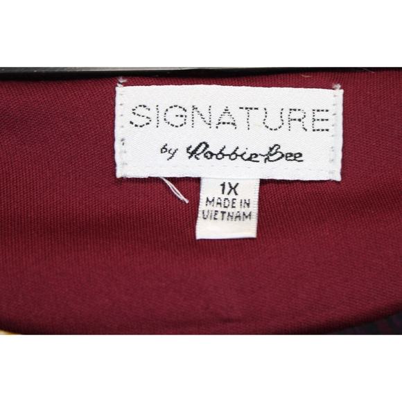 Signature By Robbie Bee Dress Faux Wrap Knot Women 1X Black Printed 3/4 Sleeve - Picture 5 of 14